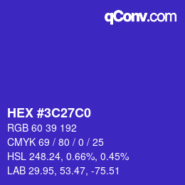 Color code: HEX #3C27C0 | qconv.com