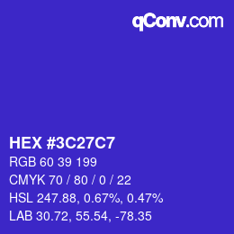 Color code: HEX #3C27C7 | qconv.com