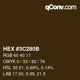 Color code: HEX #3C280B | qconv.com