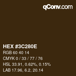 Color code: HEX #3C280E | qconv.com