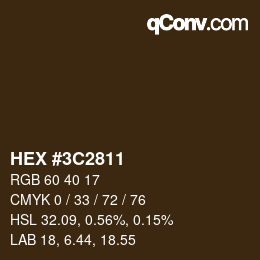 Color code: HEX #3C2811 | qconv.com