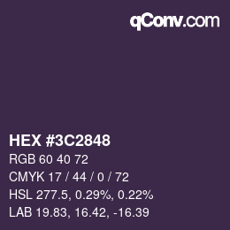 カラーコード: HEX #3C2848 | qconv.com