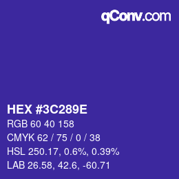 Color code: HEX #3C289E | qconv.com