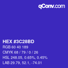 Color code: HEX #3C28BD | qconv.com