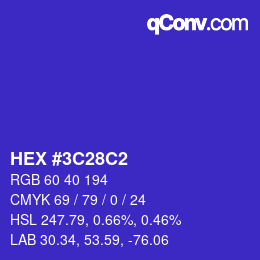 Color code: HEX #3C28C2 | qconv.com