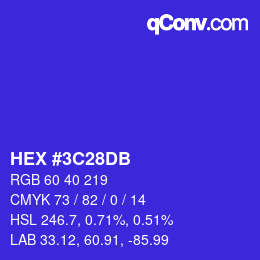 Color code: HEX #3C28DB | qconv.com