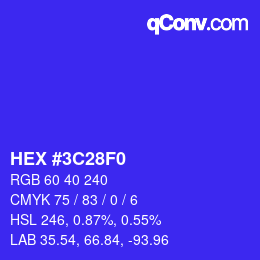 カラーコード: HEX #3C28F0 | qconv.com