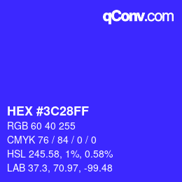 Color code: HEX #3C28FF | qconv.com