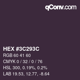 Color code: HEX #3C293C | qconv.com