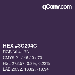 Color code: HEX #3C294C | qconv.com