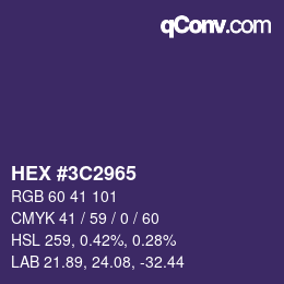 カラーコード: HEX #3C2965 | qconv.com