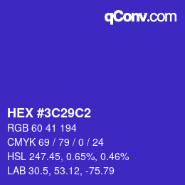 Color code: HEX #3C29C2 | qconv.com