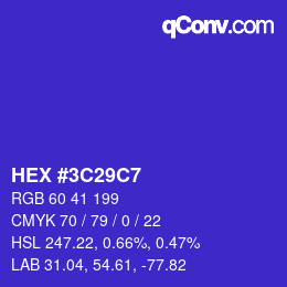 Color code: HEX #3C29C7 | qconv.com
