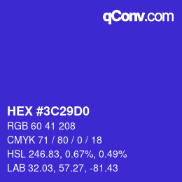 カラーコード: HEX #3C29D0 | qconv.com