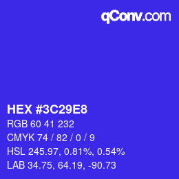 Color code: HEX #3C29E8 | qconv.com