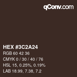 Color code: HEX #3C2A24 | qconv.com