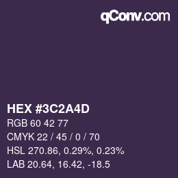 Color code: HEX #3C2A4D | qconv.com
