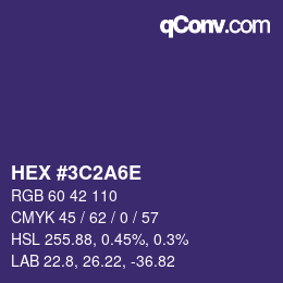 Color code: HEX #3C2A6E | qconv.com