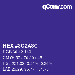 Código de color: HEX #3C2A8C | qconv.com