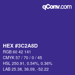 カラーコード: HEX #3C2A8D | qconv.com