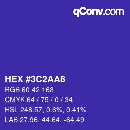 Código de color: HEX #3C2AA8 | qconv.com