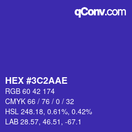 Color code: HEX #3C2AAE | qconv.com