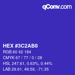 カラーコード: HEX #3C2AB8 | qconv.com