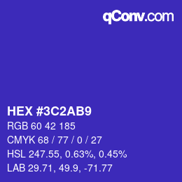 颜色代码: HEX #3C2AB9 | qconv.com