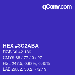 颜色代码: HEX #3C2ABA | qconv.com