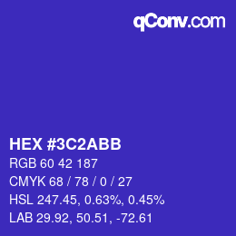 Farbcode: HEX #3C2ABB | qconv.com