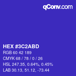 Color code: HEX #3C2ABD | qconv.com