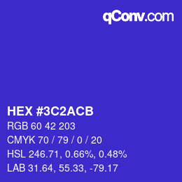 Color code: HEX #3C2ACB | qconv.com