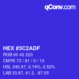 カラーコード: HEX #3C2ADF | qconv.com