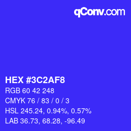 Color code: HEX #3C2AF8 | qconv.com