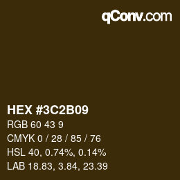 Color code: HEX #3C2B09 | qconv.com