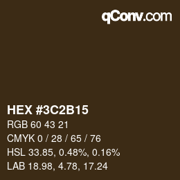 Color code: HEX #3C2B15 | qconv.com
