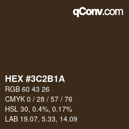 Color code: HEX #3C2B1A | qconv.com