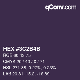 Color code: HEX #3C2B4B | qconv.com