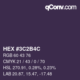 Color code: HEX #3C2B4C | qconv.com