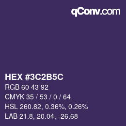 Color code: HEX #3C2B5C | qconv.com