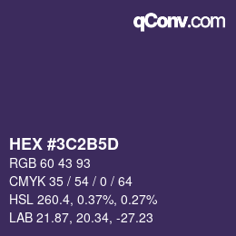 Color code: HEX #3C2B5D | qconv.com