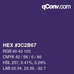 Color code: HEX #3C2B67 | qconv.com