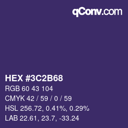 Color code: HEX #3C2B68 | qconv.com