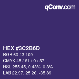 カラーコード: HEX #3C2B6D | qconv.com