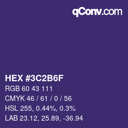 Color code: HEX #3C2B6F | qconv.com