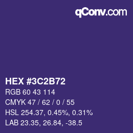 Color code: HEX #3C2B72 | qconv.com