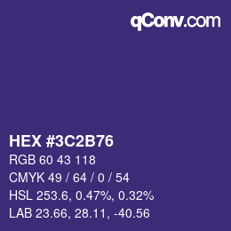Color code: HEX #3C2B76 | qconv.com