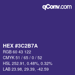 カラーコード: HEX #3C2B7A | qconv.com