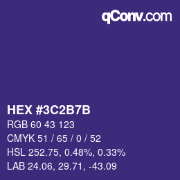 颜色代码: HEX #3C2B7B | qconv.com