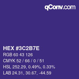 Código de color: HEX #3C2B7E | qconv.com